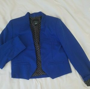 Cobalt cropped open front blazer
